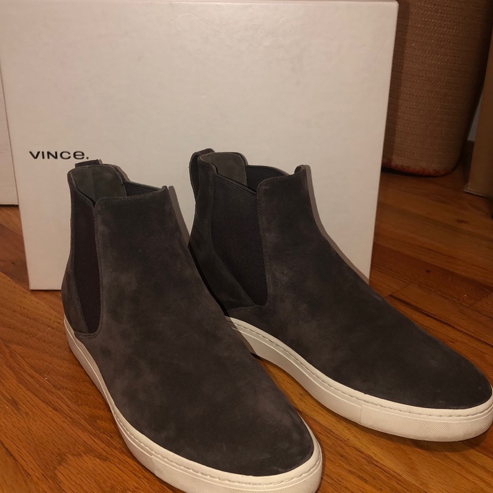 VINCE Newlyn Suede High-Top Sneakers, size 10.